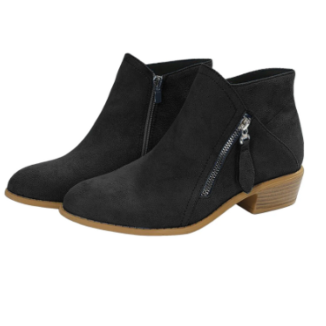 Heidi-Mode | Modische Stiefeletten für Damen mit Reißverschluss und Niedrigem Absatz Damen Stiefeletten