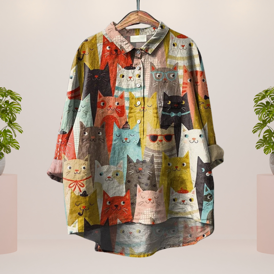 Heidi-Mode | Exklusives Damenhemd mit Kunstdruck