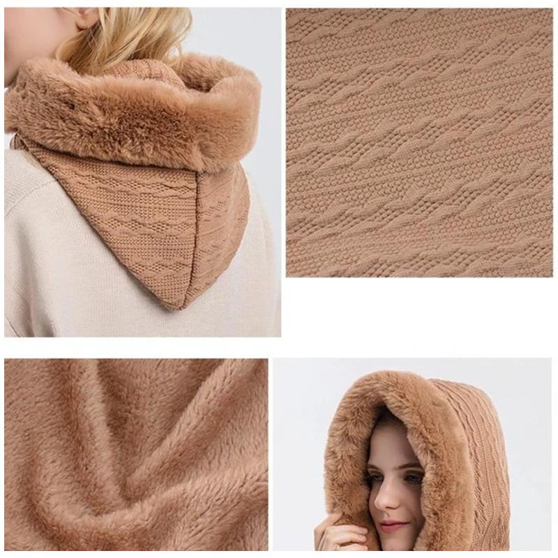 Heidi-Mode - Warmer, flauschiger Kapuzenpullover mit Schal