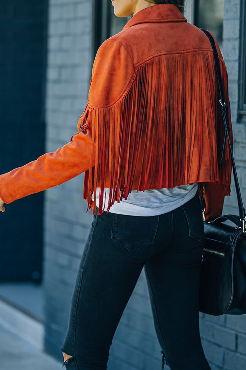 Heidi-Mode | At Your Best Fransenkante Faux Suede Shacket
