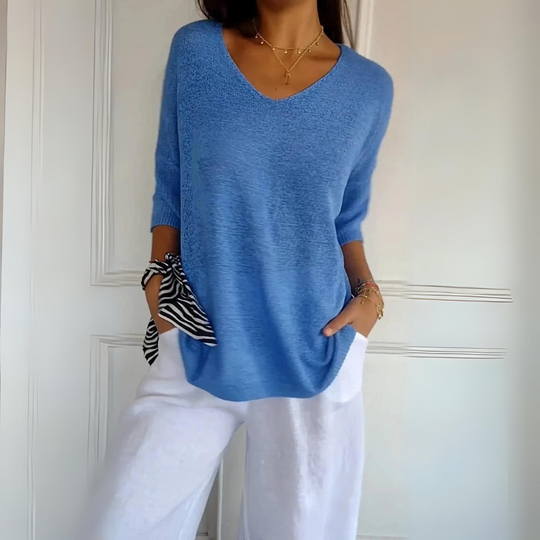 Heidi-Mode | Lässiger Damen V-Ausschnitt Pullover
