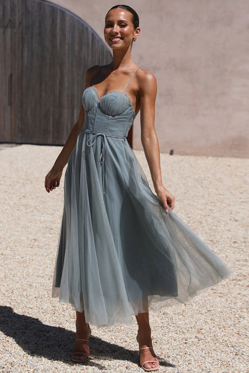 Heidi-Mode | Rare Beauty Tüll Rückenfreies Midi Kleid