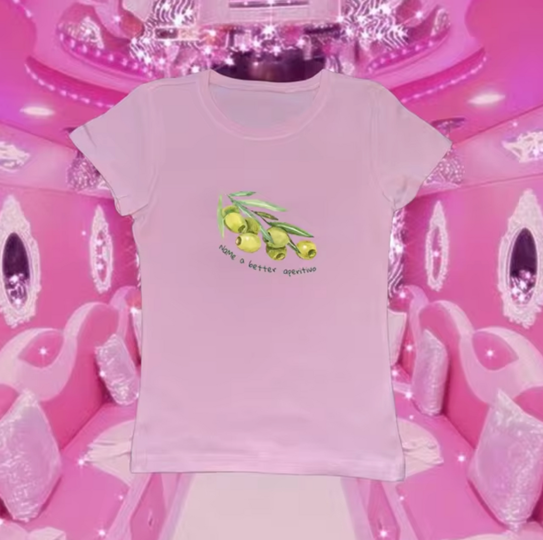 – Crop Top Shirts mit Olivenmuster
