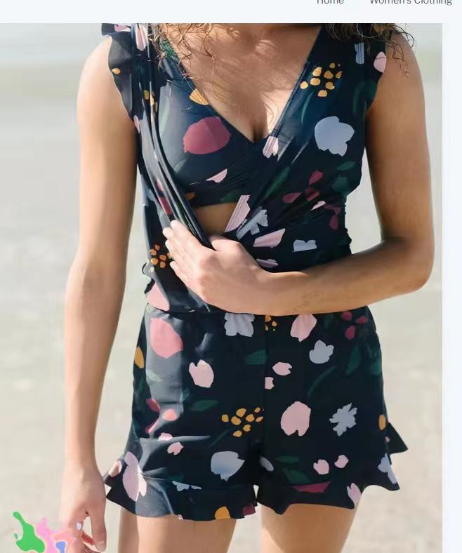 Heidi-Mode | Einteiler Badeanzug mit Eingebautem Bh und Boxer Print