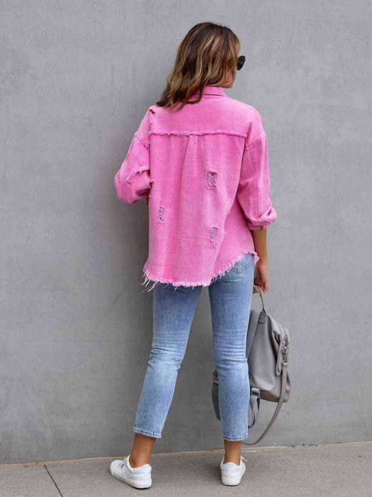Heidi-Mode | Zerrissene Drop Shoulder Denim Jacke
