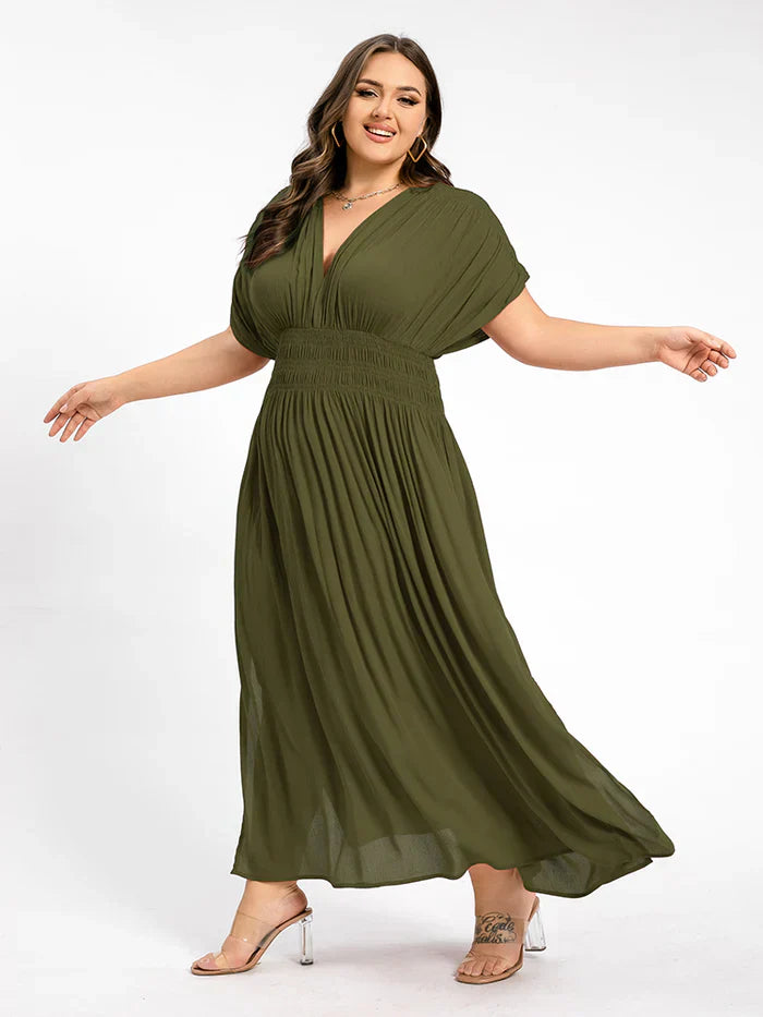 Heidi-Mode | Damen Chiffon Lang Kleid mit seitlichem Schlitz