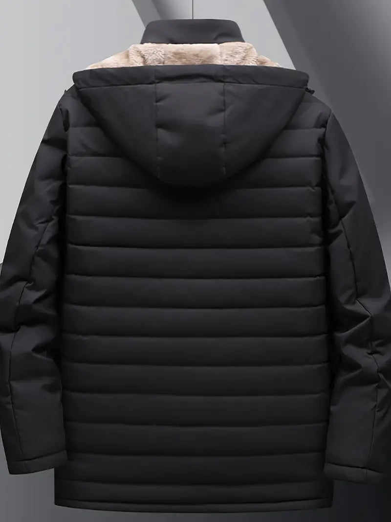 Heidi-Mode - Herren warme Fleecejacke mit Kapuze - winddichte Jacke mit Reißverschlusstaschen für Herbst und Winter