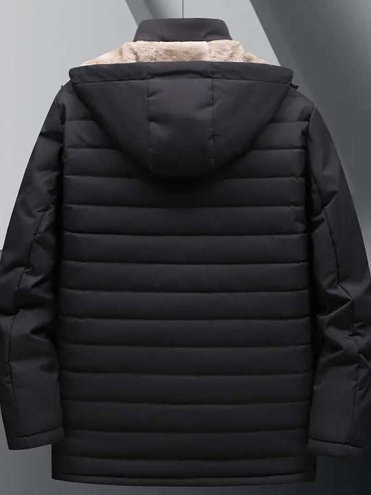 Heidi-Mode - Herren warme Fleecejacke mit Kapuze - winddichte Jacke mit Reißverschlusstaschen für Herbst und Winter