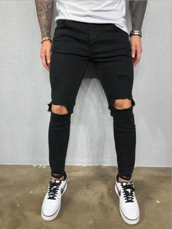 Herren Slim Fit Jeans mit modischen Rissen Heidi-Mode