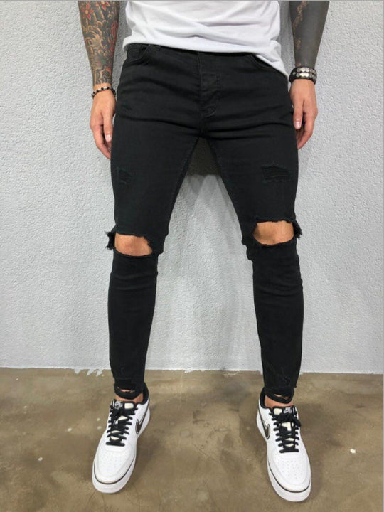 Herren Slim Fit Jeans mit modischen Rissen Heidi-Mode