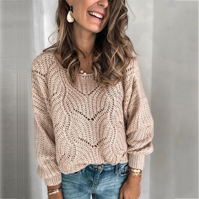 Damen Grober Strickpullover mit kreativem Zopfmuster Heidi-Mode