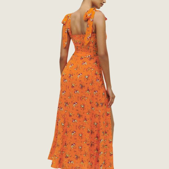 Florales Midi-Kleid mit Seitenschlitz