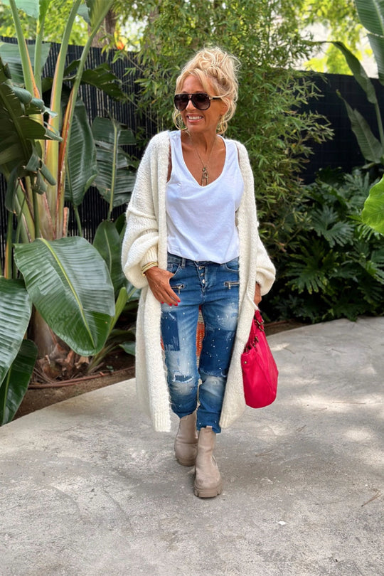 Heidi-Mode | Buchstaben Fall Schulter Lange Ärmel Cardigan