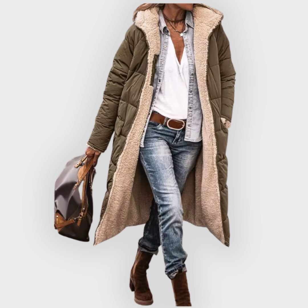 Heidi-Mode | Longline Sherpa-gefütterter Puffer-Mantel