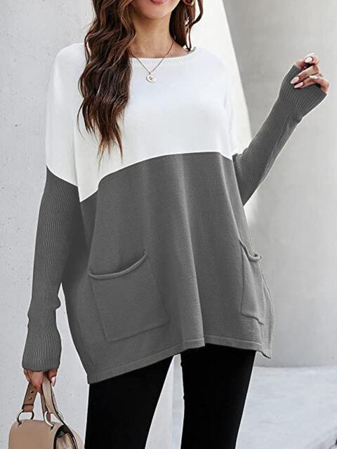Heidi-Mode | Zwei-Ton Pullover mit Taschen
