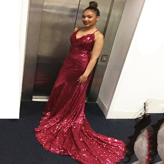 Damen Glamouröses Langarmkleid mit schimmernden Pailletten Heidi-Mode