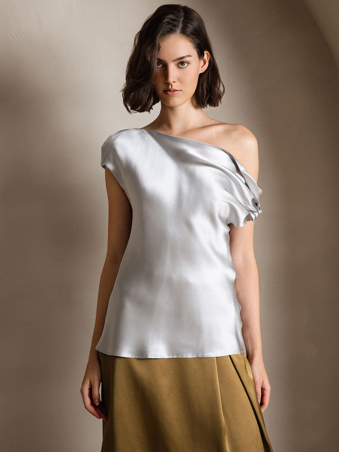Heidi-Mode | Seiden Chic Ein Schulter Bluse