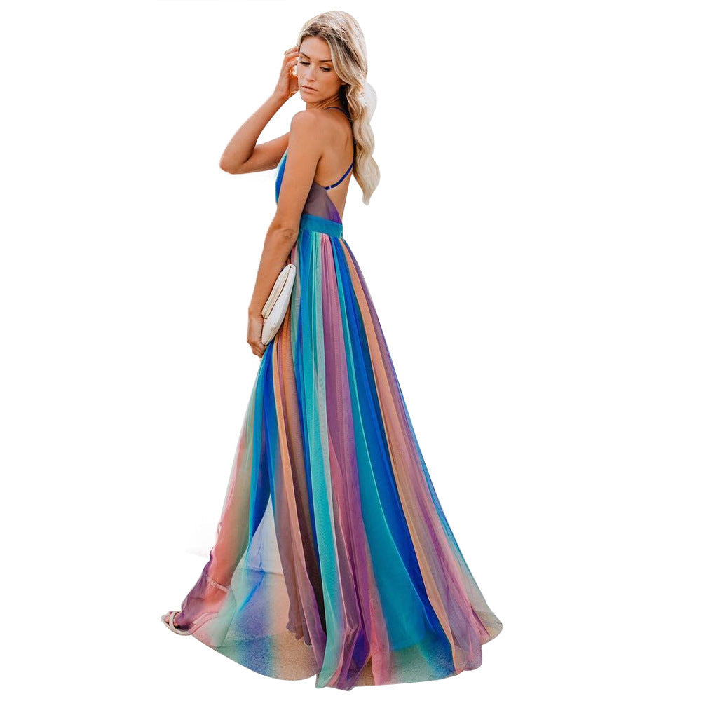 Stilvolle Frauen Kleidung Rückenlos Chiffon Kleid Frühling und Sommer