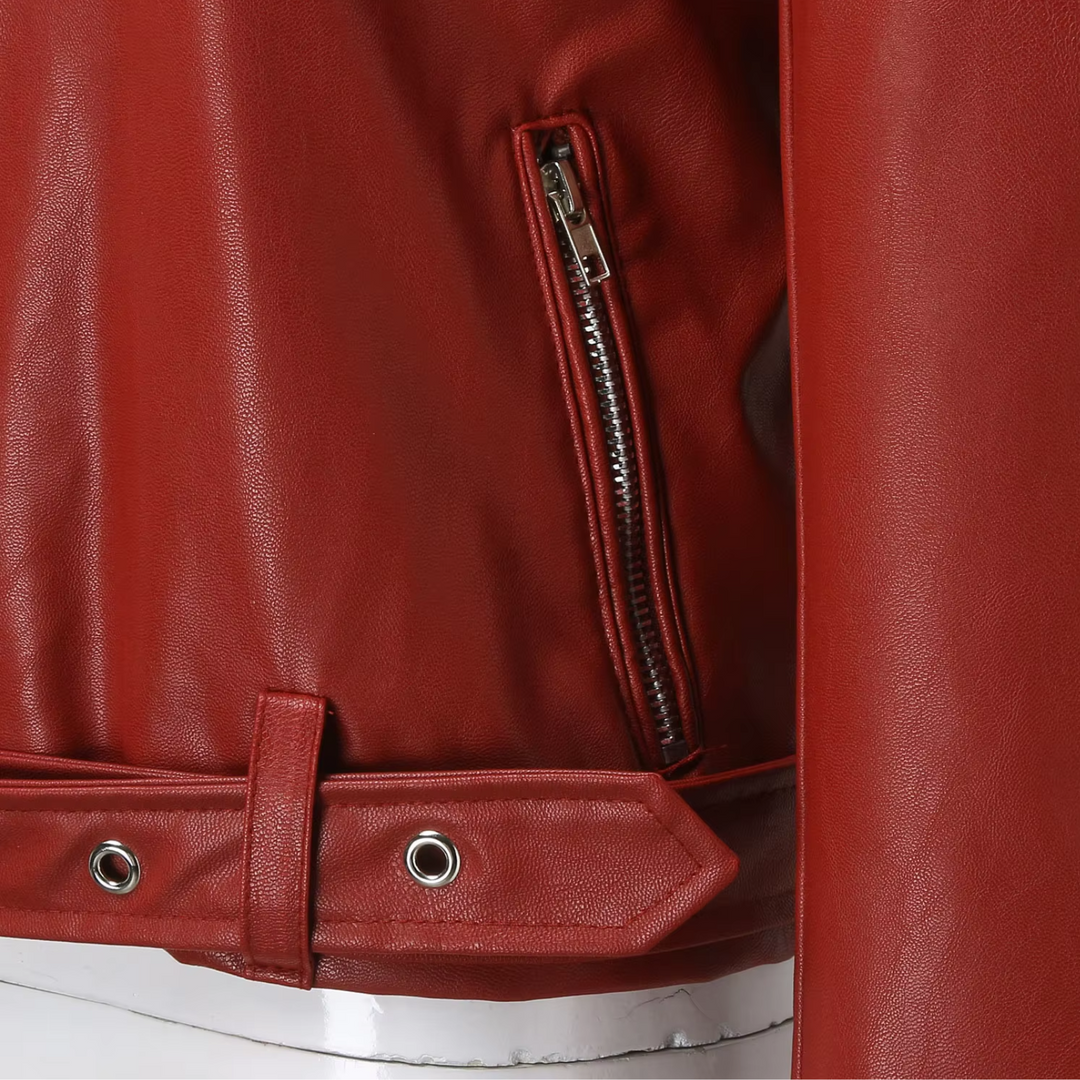 Heidi-Mode | Lederjacke Damen Biker Modell mit Gürtel und Reißverschlussdetails