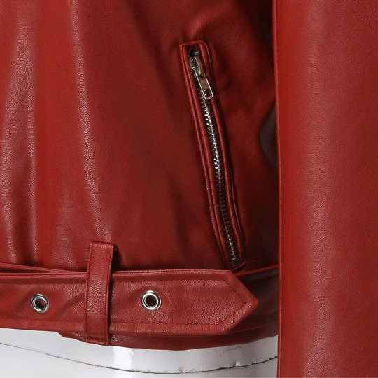 Heidi-Mode | Lederjacke Damen Biker Modell mit Gürtel und Reißverschlussdetails