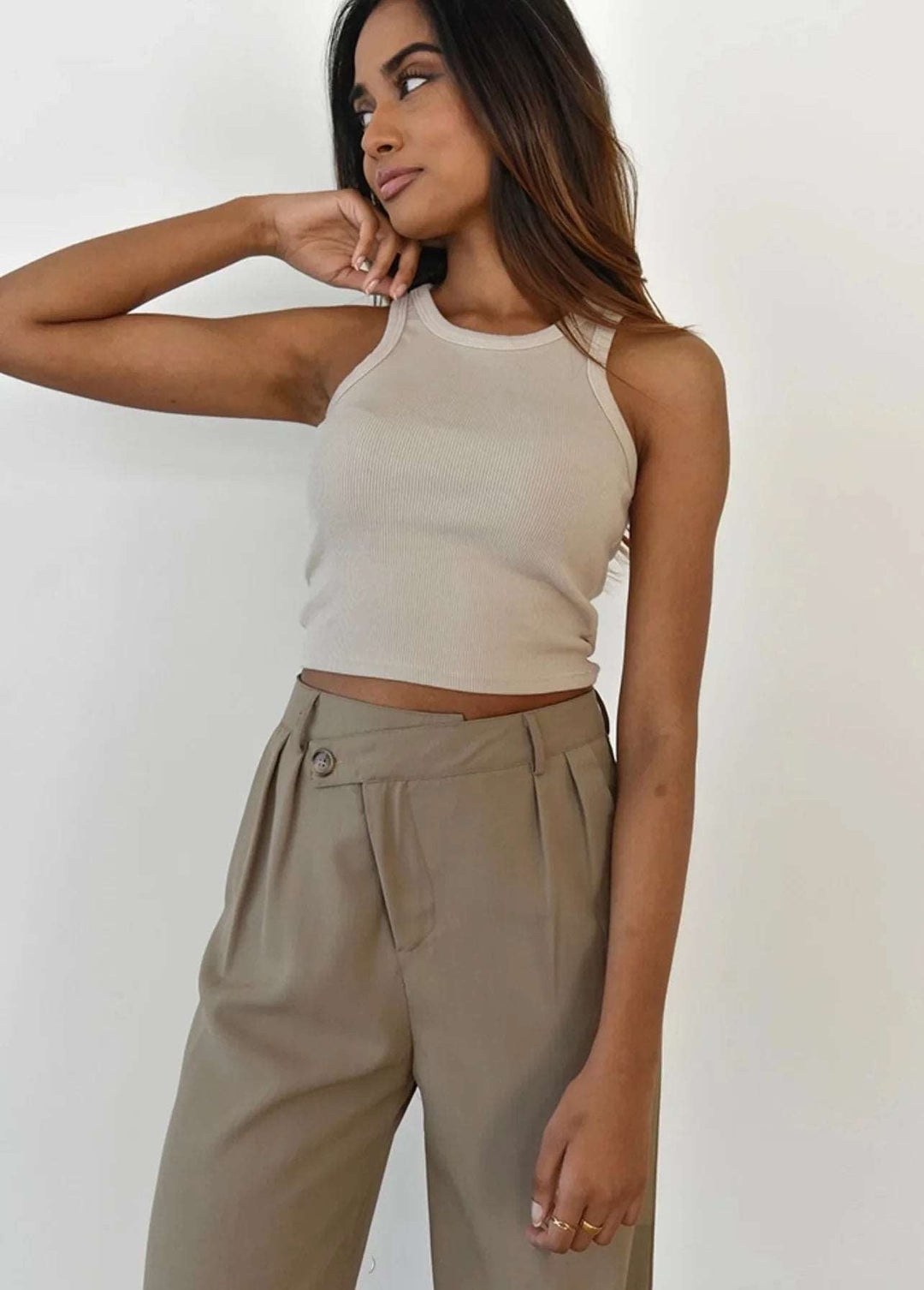 Heidi-Mode | Lockere Hoch Taillierte Hose Büro Kleidung