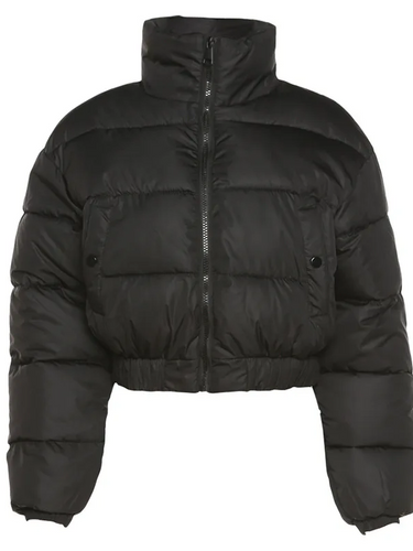 Heidi-Mode | Damen kurze Daunenjacke mit Stehkragen, Reißverschluss und elastischem Bund