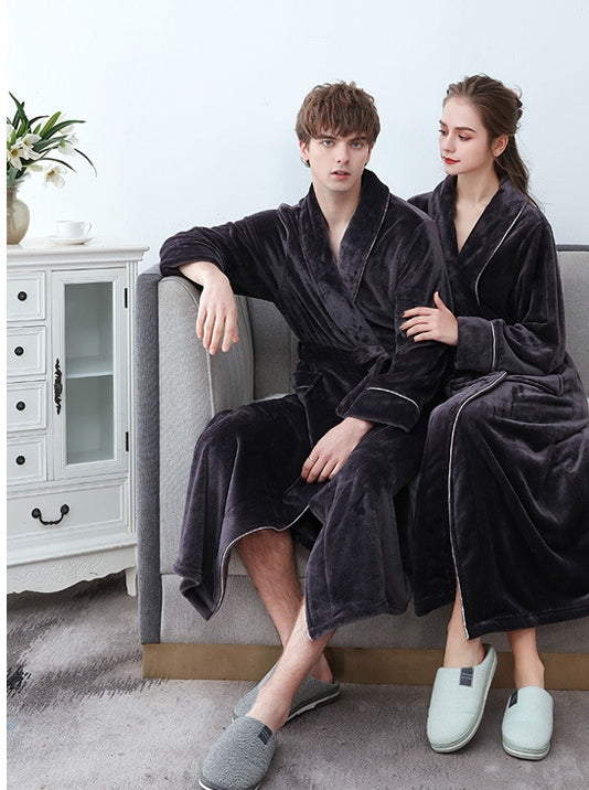 Heidi Mode | Wunderschöner Langer Flanell-Bademantel für Paare