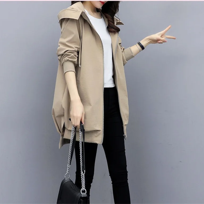 Trenchcoat Übergangsjacke Damen Mit Kapuze