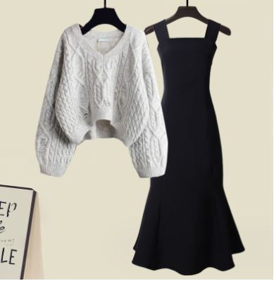 Heidi-Mode | Hochwertiges Zweiteiliges Strickset mit Pullover und Meerjungfrauenkleid für Frauen