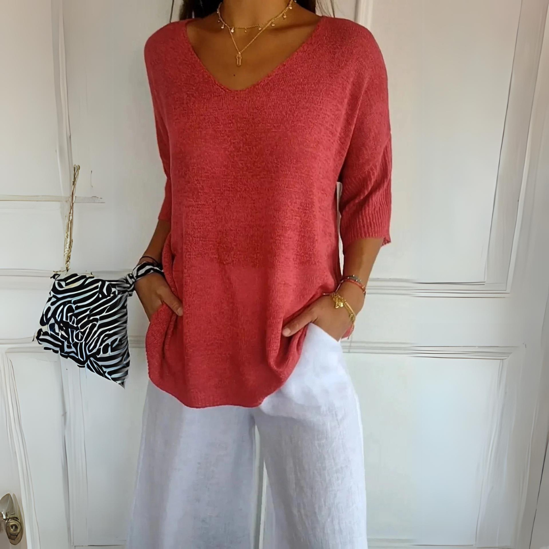 Heidi-Mode | Lässiger Damen V-Ausschnitt Pullover