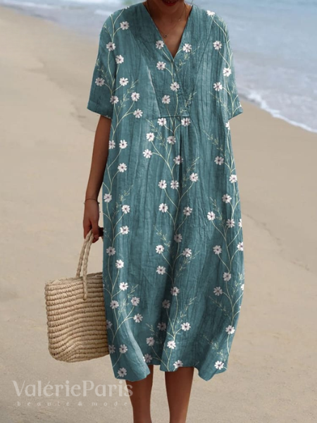Heidi-Mode | Lässiges Kleid mit Floralem Druck aus Atmungsaktivem Baumwollstoff