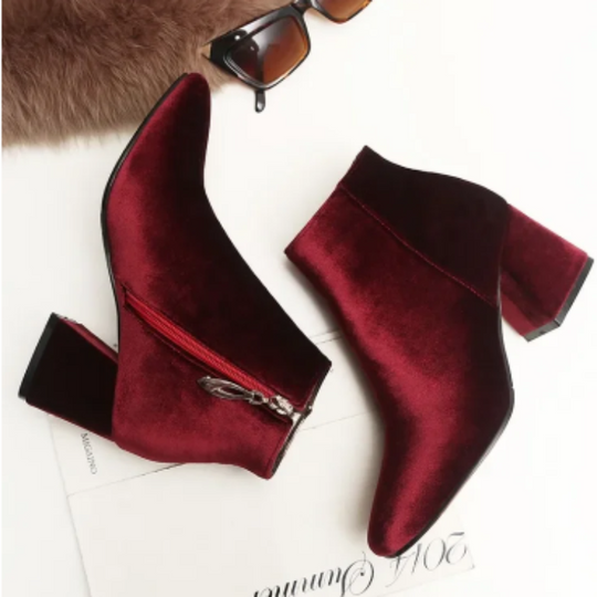 Heidi-Mode | Elegante Stiefeletten mit Quadratzehen und Hohem Absatz Damen Stiefeletten