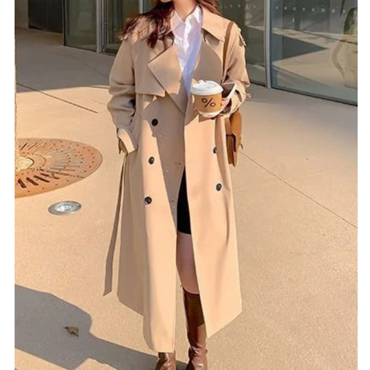Heidi-Mode | Langer Trenchcoat mit Gürtel für Frauen Eleganter Trenchcoat Damen
