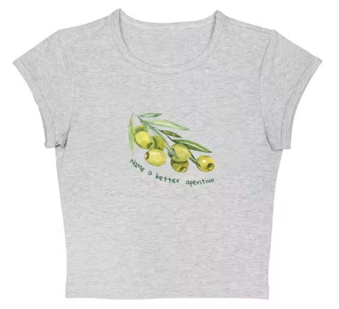 – Crop Top Shirts mit Olivenmuster