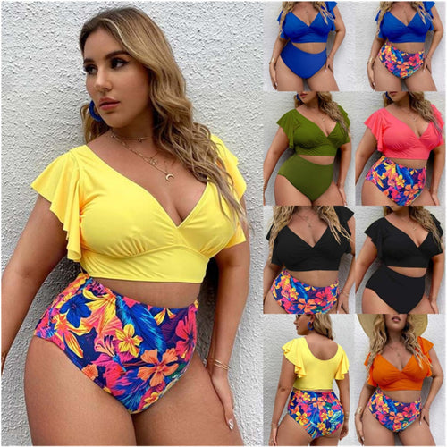 Heidi Mode | Großer Badeanzug mit Rüschendruck und hoher Taille