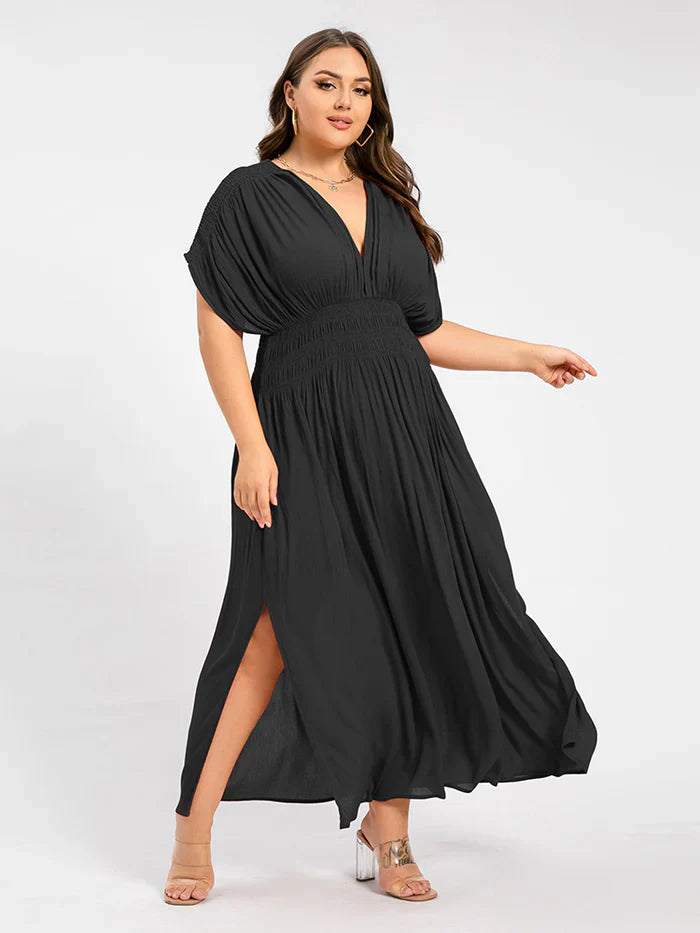 Heidi-Mode | Damen Chiffon Lang Kleid mit seitlichem Schlitz