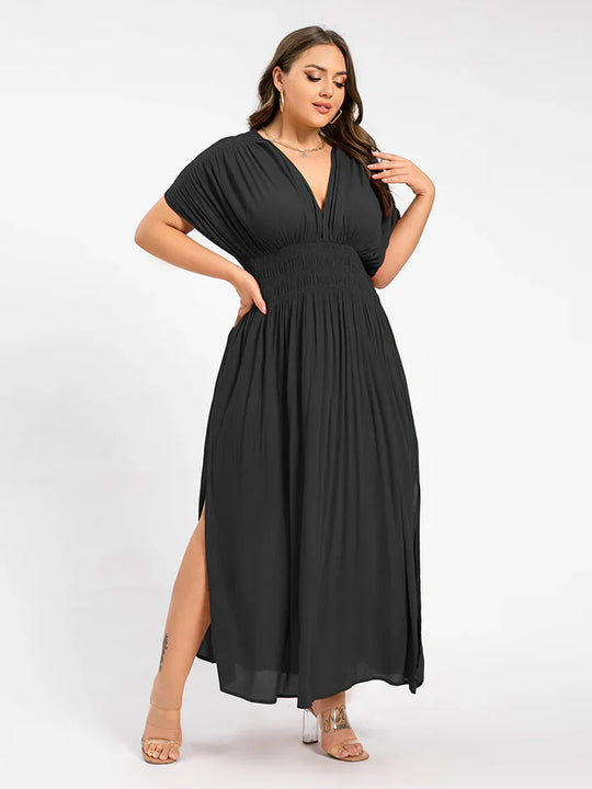 Heidi-Mode | Damen Chiffon Lang Kleid mit seitlichem Schlitz