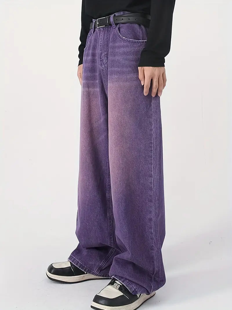 Heidi-Mode | Weinlese Upcycle Baggy Jeans Mit Ausgebleichtem Effekt