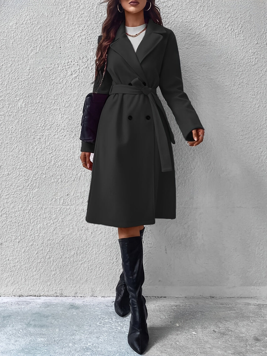 Heidi-Mode | Trenchcoat mit Gürtel und einfarbigem Polyestermaterial für Frauen Schicke Oberbekleidung für den alltäglichen Gebrauch