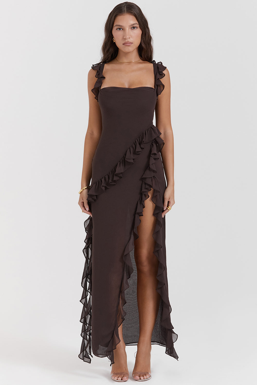 Heidi-Mode | Rüschenseitenschlitz-Partykleid