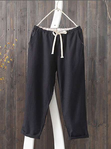 Damen Hose mit elastischem Bund und seitlichen Taschen Heidi-Mode