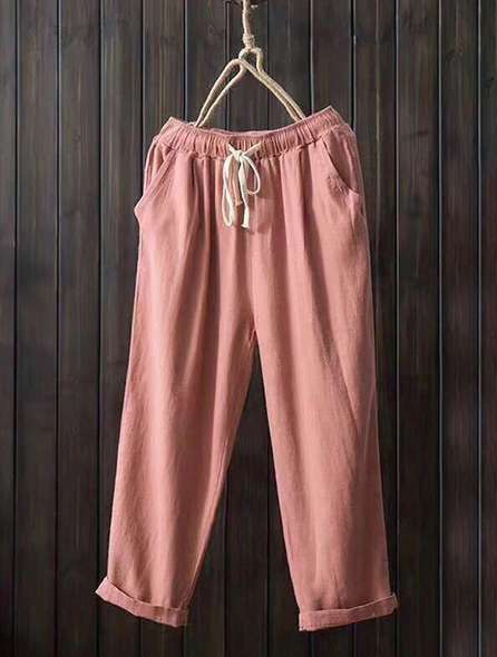 Damen Hose mit elastischem Bund und seitlichen Taschen Heidi-Mode