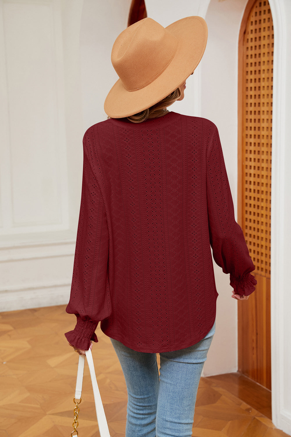 Heidi-Mode | Notchkragen Volant Ärmel Bluse