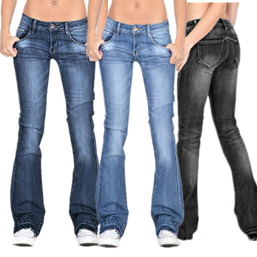 Heidi-Mode | Damen Niedrige Taillierte Schlagjeans