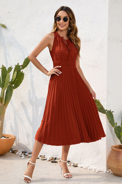 Heidi-Mode | Swiss Dot Schleifenhals Ärmelloses Kleid