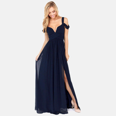 Heidi-Mode | Damenkleid mit Offener Schulter und Schlitz In Maxilänge Sommer