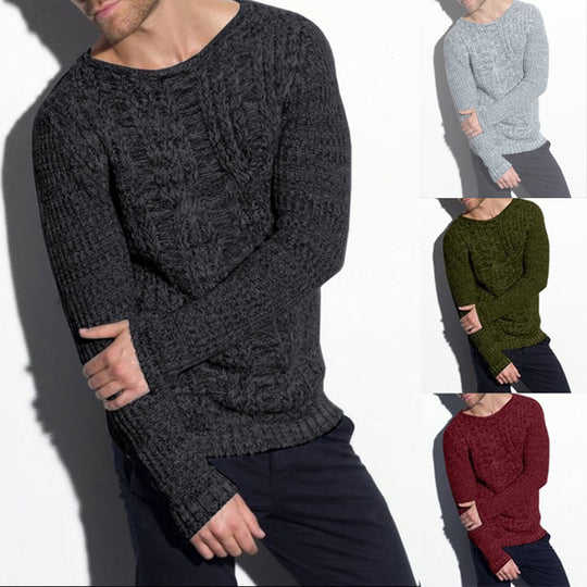 Herren Grobstrickpullover mit strukturierter Oberfläche und modernem V-Ausschnitt Heidi-Mode