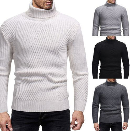 Herren Rollkragenpullover mit strukturiertem Rippdesign Heidi-Mode