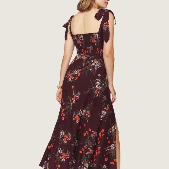 Florales Midi-Kleid mit Seitenschlitz