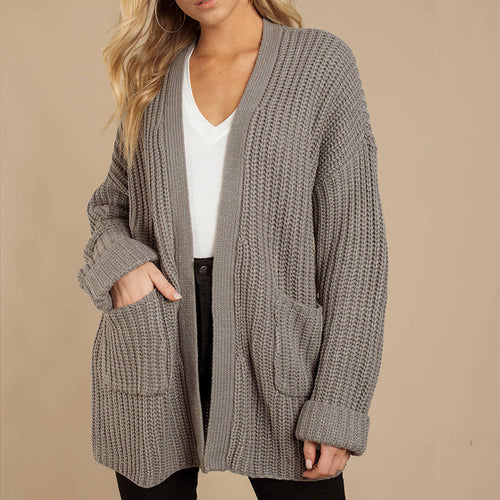 Damen lässiger Strickmantel mit oversized Schnitt und strukturiertem Gewebe Heidi-Mode